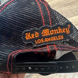 Red Monkey Los Angeles Black & Orange Mesh Trucker Hat
